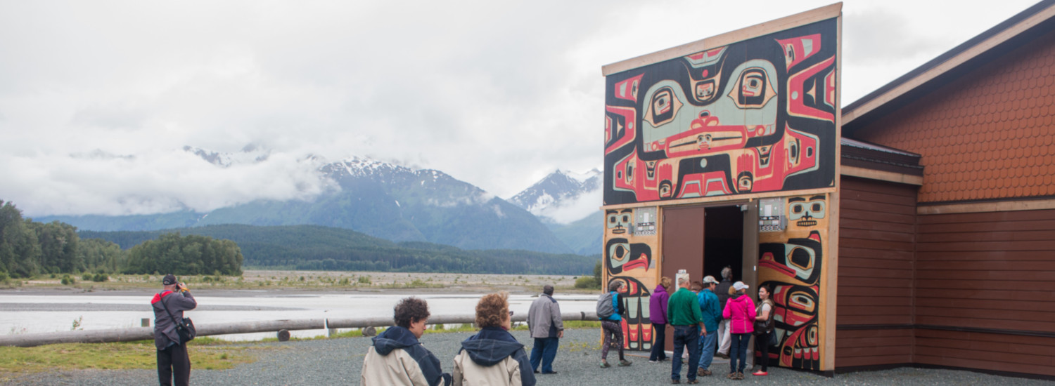 Guests explore the native village of Klukwan and cultural heritage of the Tlingit people