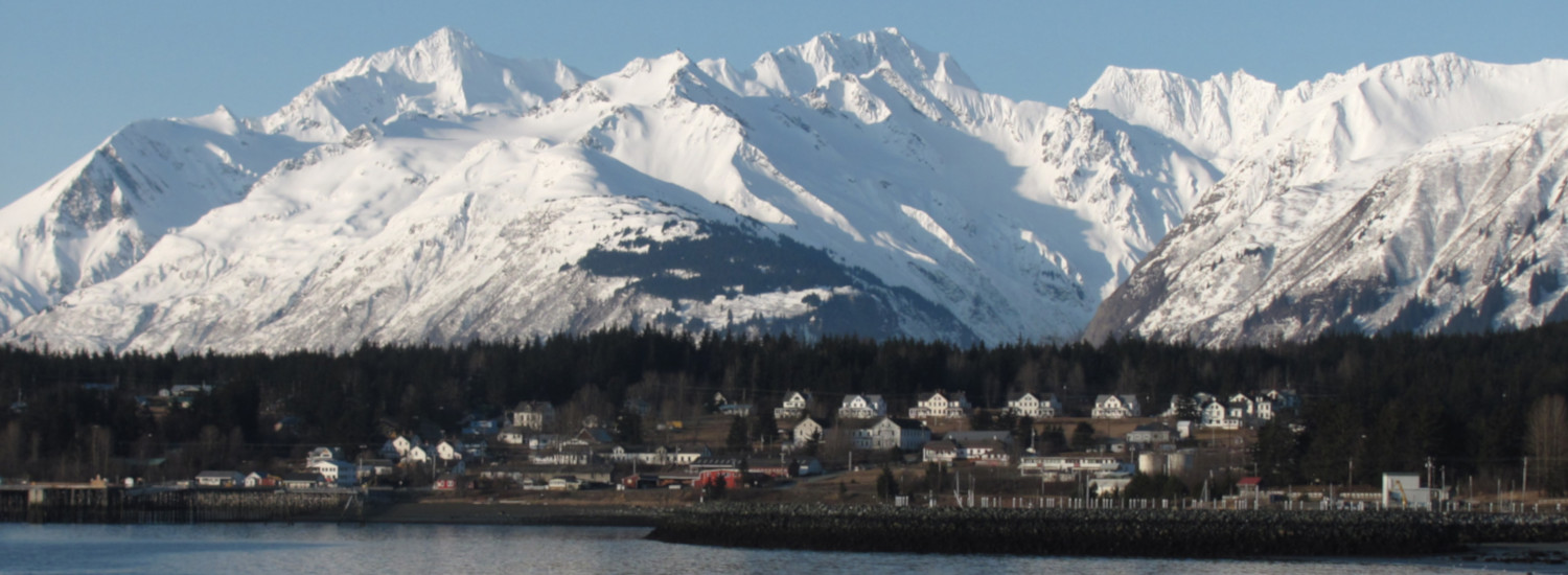 Haines is situated in the upper Lynn Canal, and surrounded by glaciated peaks.
