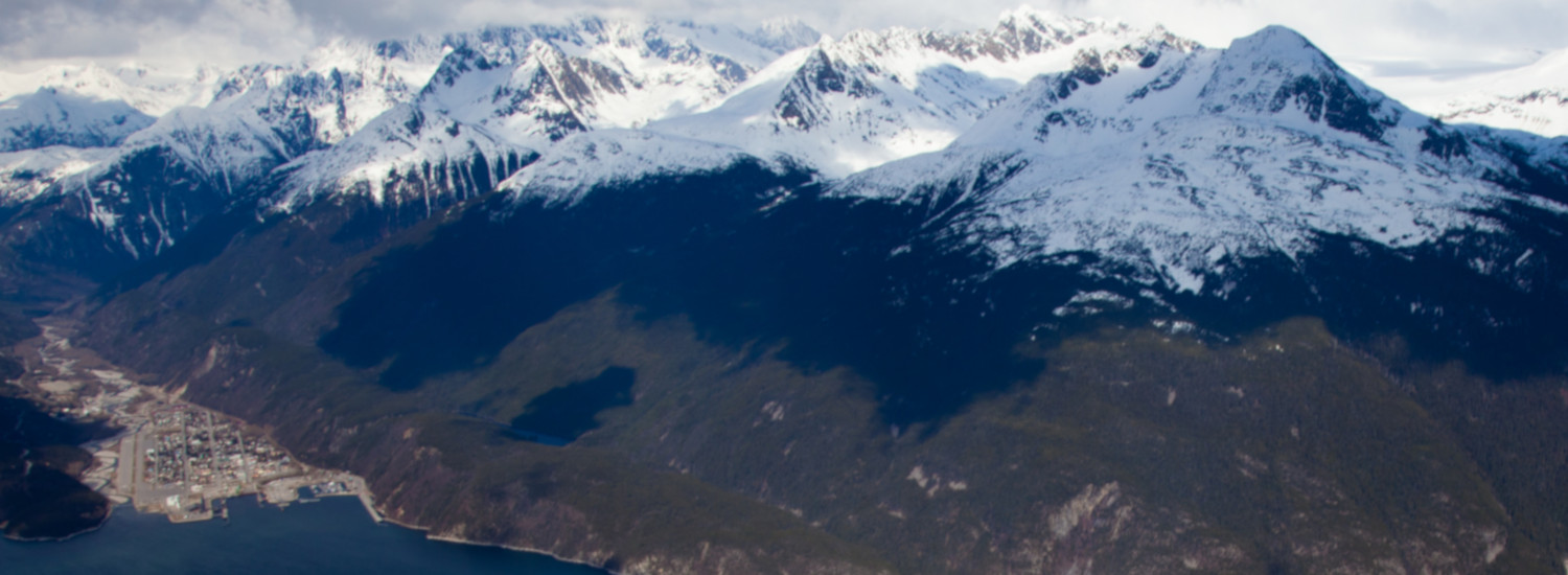 Skagway surrounded by snowcapped glaciated peaks