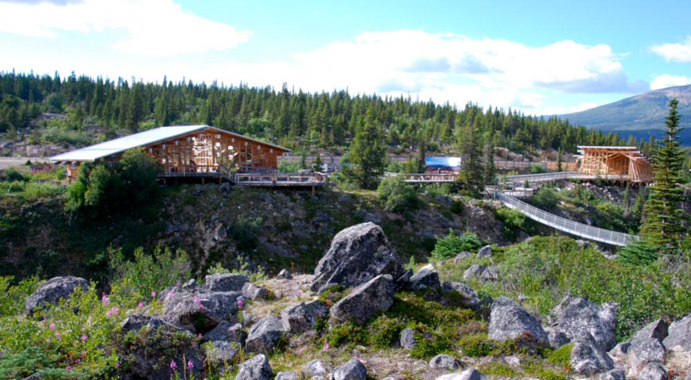 Yukon Suspension Bridge near the White Pass and Tutshi River. 