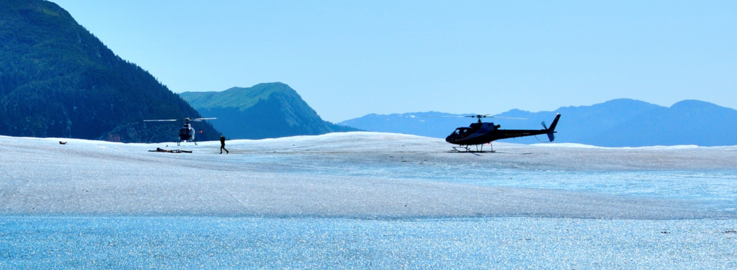 Landing on the Mendenhall Glacier for a walk on the glacier