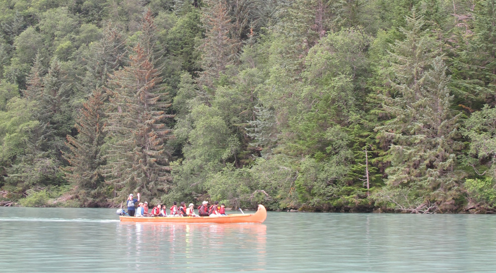 Exploring the shoreline of Chilkoot Lake, watching for wildlife