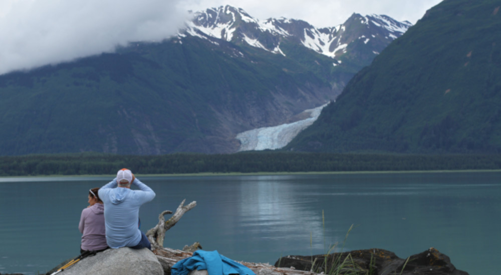 View of the Davidson Glacier on a coastal hike outside of Haines