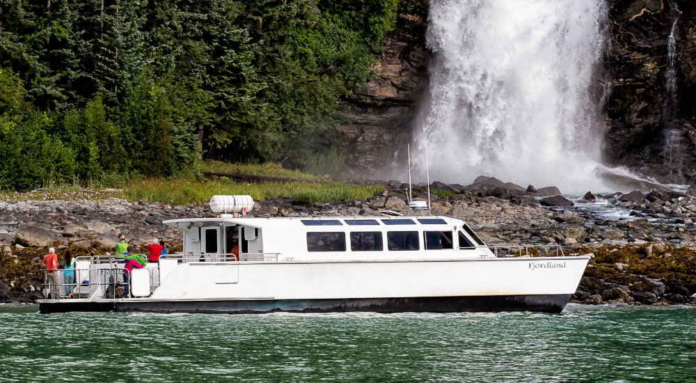 High Speed catamaran offers excellent sightseeing and wildlife viewing along the rocky fjord between Juneau and Skagway