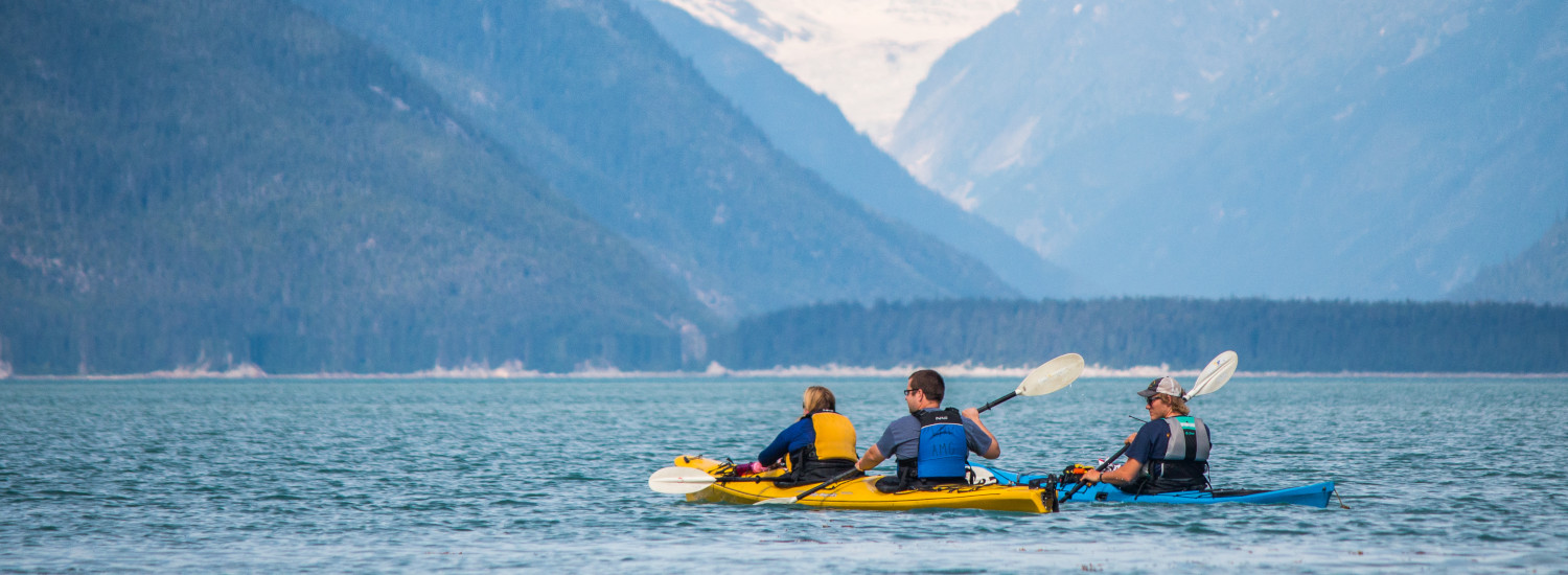 Kayaking along the fjord near Haines